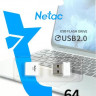 Флешка USB NETAC U116 64ГБ, USB2.0, белый [nt03u116n-064g-20wh]