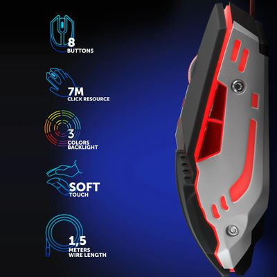 Мышь Oklick 999G TOMAHAWK, игровая, оптическая, проводная, USB, черный и серебристый [1102293]