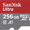 Карта памяти microSDXC UHS-I Sandisk Ultra 256 ГБ, 150 МБ/с, Class 10, SDSQUAC-256G-GN6MN, 1 шт., без адаптера