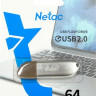 Флешка USB NETAC U352 64ГБ, USB2.0, серебристый [nt03u352n-064g-20pn]