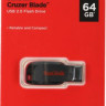 Флешка USB Sandisk Cruzer Blade 64ГБ, USB2.0, черный и красный [sdcz50-064g-b35]