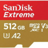 Карта памяти microSDXC UHS-I U3 Sandisk Extreme 512 ГБ, 190 МБ/с, Class 10, SDSQXAV-512G-GN6MN, 1 шт., переходник SD