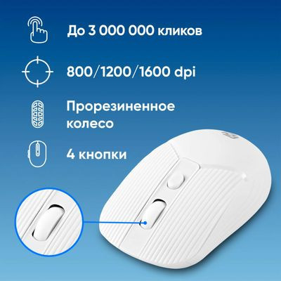 Мышь Oklick 509MW white, оптическая, беспроводная, USB, белый [1885186]