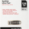 Флешка USB Sandisk Cruzer Ultra Flair 128ГБ, USB3.0, серебристый и черный [sdcz73-128g-g46]