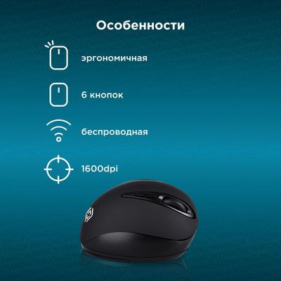 Мышь Oklick 688MW ERGO, оптическая, беспроводная, USB, черный [1158092]