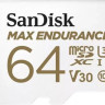 Карта памяти microSDXC UHS-I U3 Sandisk Max Endurance 64 ГБ, 100 МБ/с, Class 10, SDSQQVR-064G-GN6IA, 1 шт., переходник SD