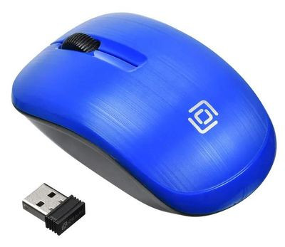 Мышь Oklick 525MW, оптическая, беспроводная, USB, черный и синий [1090723]