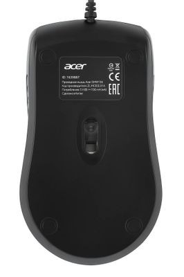 Мышь Acer OMW136, оптическая, проводная, USB, черный [zl.mceee.01a]