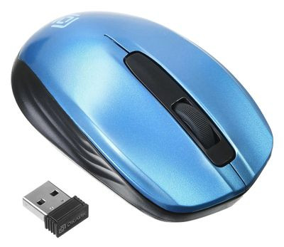 Мышь Oklick 475MW, оптическая, беспроводная, USB, черный и синий [945833]