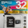 Карта памяти microSDHC UHS-I Silicon Power 32 ГБ, 40 МБ/с, Class 10, SP032GBSTHBU1V10SP, 1 шт., переходник SD