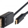 Кабель Buro USB Type-C (m) (прямой) - DisplayPort (m) (прямой), GOLD , круглое, 1.5м, черный [bu-typec-dp-1.5m]