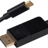 Кабель Buro USB Type-C (m) (прямой) - DisplayPort (m) (прямой), GOLD , круглое, 1.5м, черный [bu-typec-dp-1.5m]