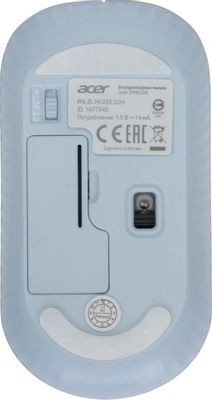 Мышь Acer OMR205, оптическая, беспроводная, USB, белый и голубой [zl.mceee.02h]