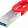 Флешка USB NETAC UM2 128ГБ, USB3.2, серебристый и красный [nt03um2n-128g-32re]