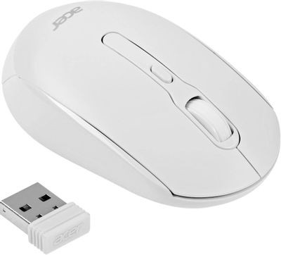 Мышь Acer OMR308, оптическая, беспроводная, USB, белый [zl.mcecc.023]