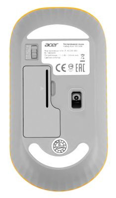 Мышь Acer OMR200, оптическая, беспроводная, USB, желтый [zl.mceee.020]
