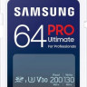 Карта памяти SDXC UHS-I U3 Samsung Pro Ultimate 64 ГБ, 200 МБ/с, Class 10, MB-SY64SB/WW, 1 шт., переходник SD