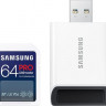 Карта памяти SDXC UHS-I U3 Samsung Pro Ultimate 64 ГБ, 200 МБ/с, Class 10, MB-SY64SB/WW, 1 шт., переходник SD