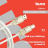 Кабель USB2.0 Buro USB2.0-AM/BM-3-TRANS, USB A(m) - USB B(m), 3м, прозрачный
