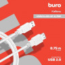 Кабель-удлинитель USB2.0 Buro USB2.0-AM-AF-0,75M, USB A(m) - USB A(f), 0.75м, белый [usb2.0-am-af-0,75m ]