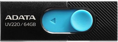 Флешка USB A-Data UV220 64ГБ, USB2.0, черный и синий [auv220-64g-rbkbl]