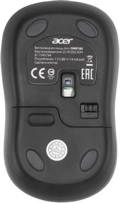Мышь Acer OMR160, оптическая, беспроводная, USB, черный [zl.mceee.00m]