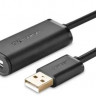 Кабель UGREEN US121, USB 3.0 A(m) (прямой) - USB 3.0 A(f) (прямой), ферритовый фильтр , круглое, 5м, черный [10319]