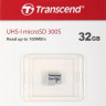 Карта памяти microSDHC UHS-I U1 Transcend 32 ГБ, 100 МБ/с, Class 10, TS32GUSD300S, 1 шт., без адаптера
