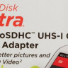 Карта памяти microSDHC UHS-I Sandisk Ultra 32 ГБ, 100 МБ/с, Class 10, SDSQUNR-032G-GN3MA, 1 шт., переходник SD