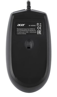 Мышь Acer OMW126, оптическая, проводная, USB, черный [zl.mceee.010]