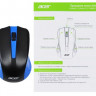 Мышь Acer OMW011, оптическая, проводная, USB, черный и синий [zl.mceee.002]