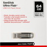 Флешка USB Sandisk Cruzer Ultra Flair 64ГБ, USB3.0, серебристый и черный [sdcz73-064g-g46]