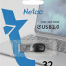 Флешка USB NETAC UM2 32ГБ, USB2.0, серебристый и черный [nt03um2n-032g-20bk]