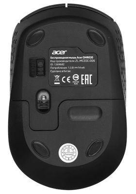 Мышь Acer OMR020, оптическая, беспроводная, USB, черный [zl.mceee.006]