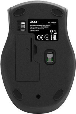 Мышь Acer OMR031, оптическая, беспроводная, USB, черный и синий [zl.mceee.008]