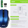 Мышь Acer OMR031, оптическая, беспроводная, USB, черный и синий [zl.mceee.008]