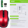 Мышь Acer OMR032, оптическая, беспроводная, USB, черный и красный [zl.mceee.009]
