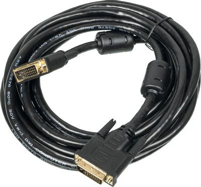 Кабель DVI NingBo DVI-D Dual Link (m) - DVI-D Dual Link (m), ферритовый фильтр , круглое, 5м, черный