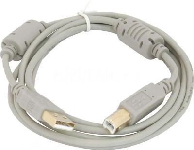 Кабель USB2.0 USB A(m) - USB B(m), ферритовый фильтр , 1.8м, серый