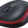 Мышь Logitech M185, оптическая, беспроводная, USB, черный и красный [910-002237]