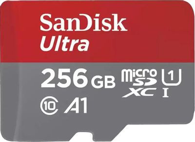 Карта памяти microSDXC UHS-I Sandisk Ultra 256 ГБ, 150 МБ/с, Class 10, SDSQUAC-256G-GN6MN, 1 шт., без адаптера