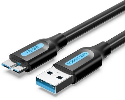 Кабель USB3.0 VENTION COPBH, USB 3.0 A(m) (прямой) - micro USB 3.0 B (m) (прямой), круглое, 2м, черный