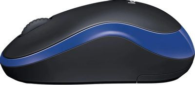Мышь Logitech M185, оптическая, беспроводная, USB, черный и синий [910-002236]