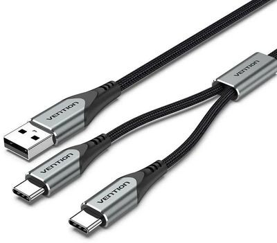 Кабель USB2.0 VENTION CQOHF, USB Type-C (m) - USB 2.0 A (m), круглое, 1м, черный