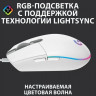 Мышь Logitech G102 LightSync, игровая, оптическая, проводная, USB, белый [910-005809]
