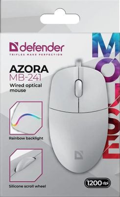 Мышь Defender Azora MB-241, оптическая, проводная, USB, белый [52242]