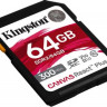 Карта памяти SDXC UHS-II U3 Kingston Canvas React Plus 64 ГБ, 300 МБ/с, 90X, Class 10, SDR2/64GB, 1 шт., без адаптера