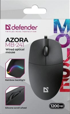 Мышь Defender Azora MB-241, оптическая, проводная, USB, черный [52241]