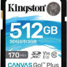 Карта памяти SDXC UHS-I U3 Kingston Canvas Go! Plus 512 ГБ, 170 МБ/с, Class 10, SDG3/512GB, 1 шт., без адаптера