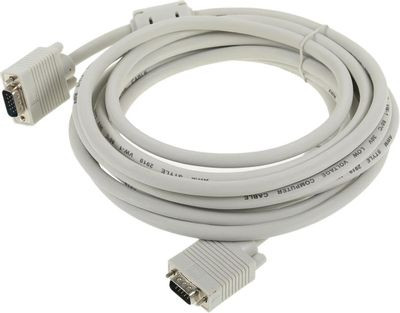 Кабель VGA NingBo CAB016S, VGA (m) - VGA (m), ферритовый фильтр , круглое, 5м, серый